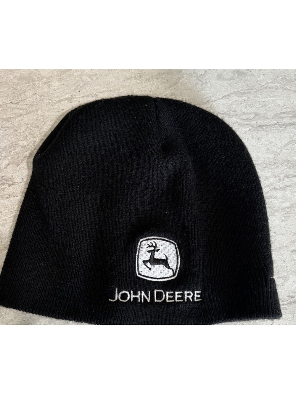 John Deere Black Knit Beanie Hat – One Size